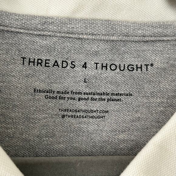Threads 4 Thought Men's Ashby Pique Striped Gray Short Sleeve Polo L Large New - Picture 7 of 9